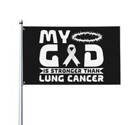 Drapeaux 90X150cm, Mon Dieu est plus fort que le combattant de la sensibilisation au cancer du poumon Décoratifs Drapeau Renforcé Bruant pour Fête Maison manif