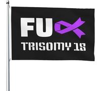 Drapeaux 90X150cm, Sensibilisation à la trisomie 18 avec œillets Drapeau de Pirate Personnalisé Bannière Extérieure pour Restaurant Décorations Fête