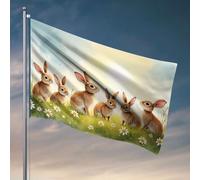 Drapeaux à accrocher dans votre chambre 6 lapins mignons dans un champ fleuri - Décoration d'intérieur pour homme (152 x 244 cm)
