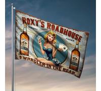 Drapeaux à accrocher dans votre chambre Roxy's Roadhouse : Whisky et Poker Paradise Drapeau de meubles de salle de jeux Drapeau de maison d'hiver (60 x 90 cm)