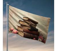 Drapeaux à accrocher dans votre chambre vintage livres et fleurs : un drapeau classique de nature morte décoration pour homme grotte drapeaux de jardin d'hiver (120 x 180 cm)