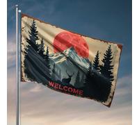 Drapeaux à accrocher dans votre chambre « Welcome To The Mystical Forest Under The Blood Moon » - Pour salle de jeux - Drapeau d'hiver (60 x 90 cm)