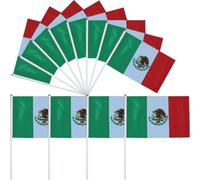 Drapeaux à Bâton à Main du Mexique en Polyester 50 | Petit Format, Lot de 50 Pièces, pour Événements Sportifs et Décoration Intérieure