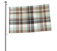 Drapeaux à carreaux marron et bleu de 90 x 60 cm avec œillets, mâts de drapeau de jardin personnalisés