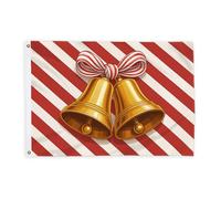 Drapeaux à cloches pour extérieur, ruban festif de Noël à rayures rouges avec bannière en corde, décoration d'extérieur résistante à la décoloration pour porche, jardin, balcon, maison, 6,1 x 0,9 m