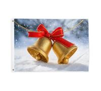 Drapeaux à cloches pour extérieur, ruban festif de Noël, drapeaux dorés avec bannière en corde, décoration d'extérieur résistante à la décoloration pour balcon, terrasse, jardin, entrée, maison, 6,1 x