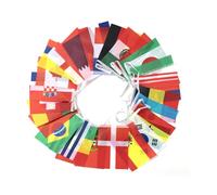 Drapeaux à cordes de 32 pays, drapeaux du monde international sur une ficelle | Drapeau des pays du monde entier, 32 équipes à suspendre pour décoration de fête sur le thème des jeux sportifs
