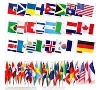 Drapeaux à main de la Coupe du monde 2026, 42 pays, mini drapeaux à agiter à la main en polyester avec poteaux en plastique blanc pour fête à thème international, événements sportifs, anniversaires