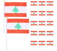 Drapeaux à Main du Liban 20 Pièces en Polyester, Extrémité Arrondie