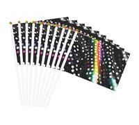 Drapeaux à main polyvalents à paillettes arc-en-ciel à pois noirs et blancs pour fête, défilé, célébration, vacances, mariage, décoration d'intérieur