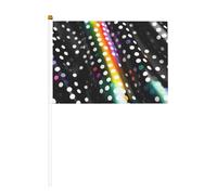 Drapeaux à main polyvalents à paillettes arc-en-ciel à pois noirs et blancs pour fête, défilé, célébration, vacances, mariage, décoration d'intérieur