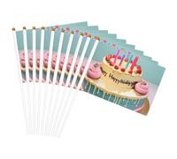 Drapeaux à main polyvalents avec impression « Happy Birthday » - Grand gâteau - Pour fête, défilé, célébration, vacances, mariage, décoration d'intérieur