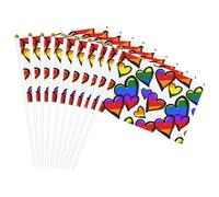 Drapeaux à main polyvalents avec imprimé cœurs colorés arc-en-ciel pour fête, défilé, célébration, vacances, mariage, décoration d'intérieur