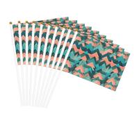 Drapeaux à main polyvalents avec imprimé flèches corail et bleu sarcelle pour fête, défilé, célébration, vacances, mariage, décoration d'intérieur