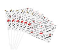 Drapeaux à main polyvalents avec mots « I Love You » avec cœurs imprimés pour fête, défilé, célébration, vacances, mariage, décoration d'intérieur