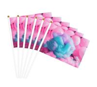 Drapeaux à main polyvalents en coton imprimé rose bonbon pour fête, défilé, célébration, vacances, mariage, décoration d'intérieur