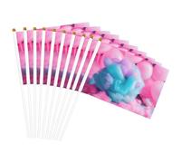 Drapeaux à main polyvalents en coton imprimé rose bonbon pour fête, défilé, célébration, vacances, mariage, décoration d'intérieur