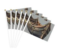 Drapeaux à main polyvalents imprimés de vieux bateaux vikings pour fête, défilé, célébration, vacances, mariage, décoration d'intérieur