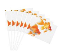 Drapeaux à main polyvalents imprimés poissons rouges mignons pour fête, défilé, célébration, vacances, mariage, décoration d'intérieur