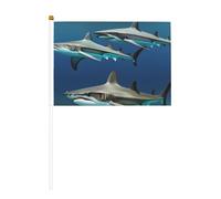 Drapeaux à main polyvalents imprimés requins marteaux pour fête, défilé, célébration, vacances, mariage, décoration d'intérieur