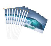 Drapeaux à main polyvalents imprimés vagues de l'océan pour fête, défilé, célébration, vacances, mariage, décoration d'intérieur