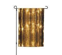 Drapeaux à paillettes dorées avec motifs, adaptés pour la décoration de jardin, de balcon et de terrasse.