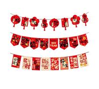 Drapeaux à tirer pour festival du printemps, décorations à suspendre, personnages de dessin animé, guirlandes faites à la main, bannières du Nouvel An, ensemble de décoration de fête