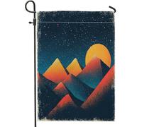 Drapeaux abstraits amusants de jardin de montagne 30,5 x 45,7 cm double face pour décoration extérieure, drapeau vintage nature avant cour, drapeau de maison, hippie des années 70, petit drapeau de