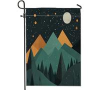 Drapeaux abstraits amusants de jardin de montagne 30,5 x 45,7 cm double face pour extérieur, drapeau vertical vintage nature standard en toile de maison, drapeaux hippie des années 70 pour cour, cour