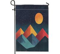 Drapeaux abstraits amusants de jardin de montagne de 30,5 x 45,7 cm pour extérieur, drapeaux verticaux vintage en lin pour maison, hippie des années 70, drapeau hippie pour cour, jardin, pelouse