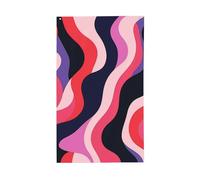 Drapeaux abstraits roses et rouges avec lignes incurvées pour maison, cour, maison, 91 x 152 cm, bannière de vœux avec œillets, décoration d'intérieur ou d'extérieur