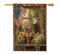 Drapeaux abyssiniens du 4 juillet pour maison de chat - 71 x 101 cm - Double face pour l'extérieur - 250 ans - Drapeau vertical standard en toile pour maison de maison - Anniversaire patriotique