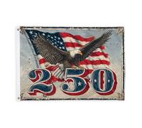 Drapeaux aigle pour extérieur, étoiles patriotiques vintage, rayures et jour de l'indépendance, drapeaux décoratifs d'extérieur avec œillets décoratifs pour porche, jardin, balcon, maison - 0,9 x 1,5