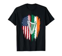 Drapeaux américains et Irlandais Vieilli avec Harpe USA T-Shirt