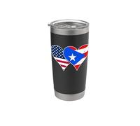 Drapeaux américains et portoricains vintage cœurs Porto Rico USA Gobelet isotherme en acier inoxydable double paroi