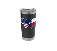 Drapeaux américains et texans vintage cœurs - Texas et USA Retro Gobelet isotherme en acier inoxydable double paroi