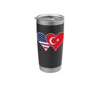 Drapeaux américains et turcs vintage cœurs Turquie et USA rétro Gobelet isotherme en acier inoxydable double paroi