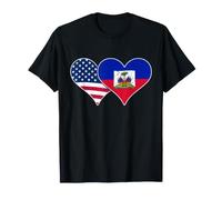 Drapeaux Américains & Haïtiens Vintage Cœurs Haïti et USA Cœur T-Shirt