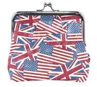 Drapeaux américains Mignon Portefeuille Pochette En Cuir Baiser Verrouillage Boucle Pièce Changement Pochette Portefeuille, Drapeaux Américains, Drapeaux américains