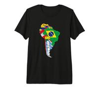 Drapeaux Amérique du Sud, Amérique du Sud Contour, Amérique Latine Drapeau T-Shirt Haut de Gamme