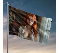 Drapeaux amusants « A Woman With Long Red Hair Wear Flag Cool Flags Room Guys » Cadeaux amusants pour patron (152 x 244 cm)