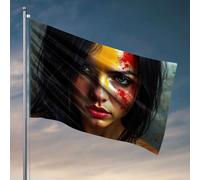 Drapeaux amusants « A Woman With Vibrant Colors On Her Face ». Drapeaux cool pour chambre gars Cadeaux amusants pour patron (30 x 45 cm)