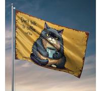 Drapeaux amusants avec chat grincheux avec café : « Don't Talk To Coffee, Coffee » - Affiches cool pour les gars - Drapeaux pour dortoir (120 x 180 cm)