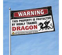 Drapeaux amusants avec inscription « This Property Is Protected By A Highly Trained Dragon Flag » - Décoration de dortoir pour homme (60 x 90 cm)