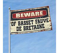 Drapeaux amusants « Beware of Basset Fauve de Bretagne » - Décoration de maison ou de chambre (30 x 45 cm)