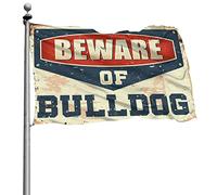 Drapeaux amusants « Beware of Bulldog » - Drapeaux amusants pour dortoir - Décoration de grotte pour homme (60 x 90 cm)
