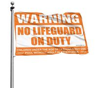 Drapeaux amusants d'avertissement « No Lifeguard On Duty » - Drapeau décoratif pour chambre de garçon - Drapeau de bateau (152 x 244 cm)