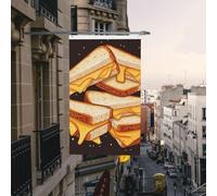 Drapeaux amusants de 0,9 x 1,5 m pour l'extérieur, bannière amusante au fromage, sandwichs, drapeau de jardin, bannière de bienvenue pour maison, pelouse, intérieur/extérieur