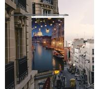 Drapeaux amusants de 9,1 x 1,5 m pour l'extérieur - Belle bannière de Venise la nuit - Drapeau de jardin imprimé double face - Bannières de bienvenue pour la maison, la pelouse, la décoration