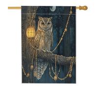 Drapeaux amusants d'Halloween fantaisie hibou 71,1 x 101,6 cm double face pour extérieur, arbre de forêt magique en lin vertical, drapeau de maison, drapeau imprimé paysage avant cour arrière